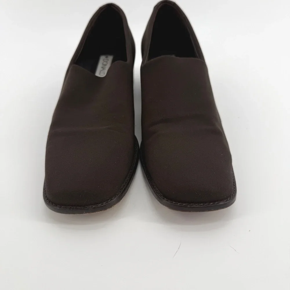 Donald J Pliner Vtg Brown Stretch Fabric Square Toe Loafers‎ Made in Spain 6.5